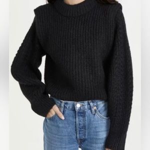en saison sweater with padded shoulder detail- black, small